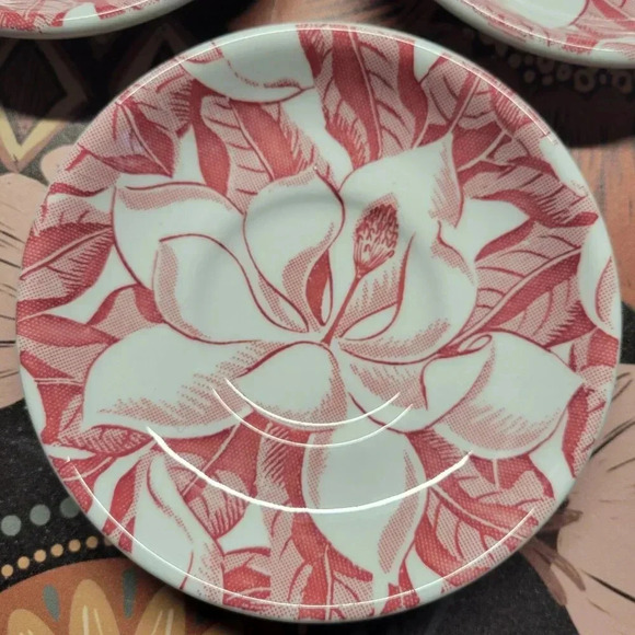 Vintage Shenango Pinky Red Floral Set of 3 Desert Plates - Picture 2 of 10